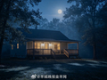 林间小屋月光倾泻晚风清爽