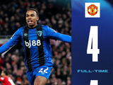 伯恩茅斯客场4：4战平曼联，希门尼斯首发打满全场