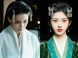 鞠婧祎杨颖同款椎髻造型亮相古偶剧
