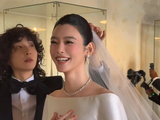 奚梦瑶婚礼梳背头造型优雅亮相