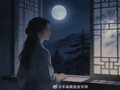 月光淌窗棂晚风送松涛，今夜好梦