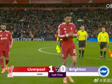 英超半场利物浦1-0领先布莱顿