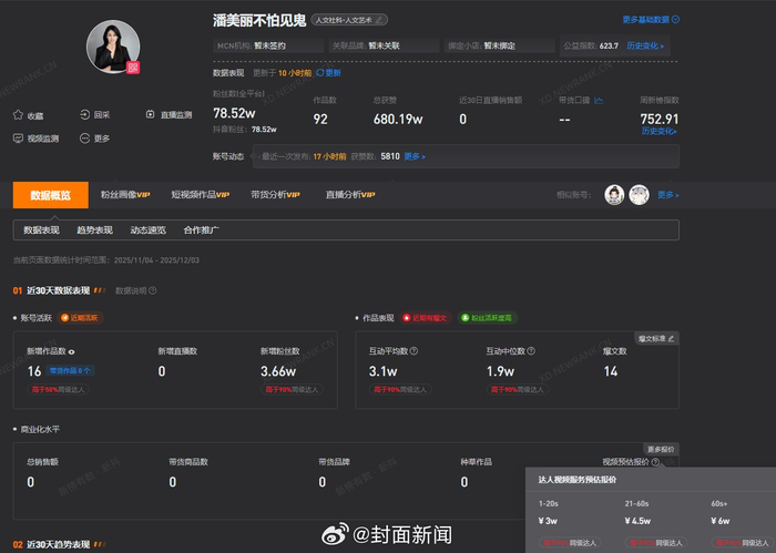 入殓师潘美丽神似张碧晨走红，1分钟视频报价6万