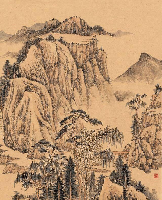 珍品旧蔵* 作者：関山月近代国画大家 精品四尺中堂画 山水 古董品 古