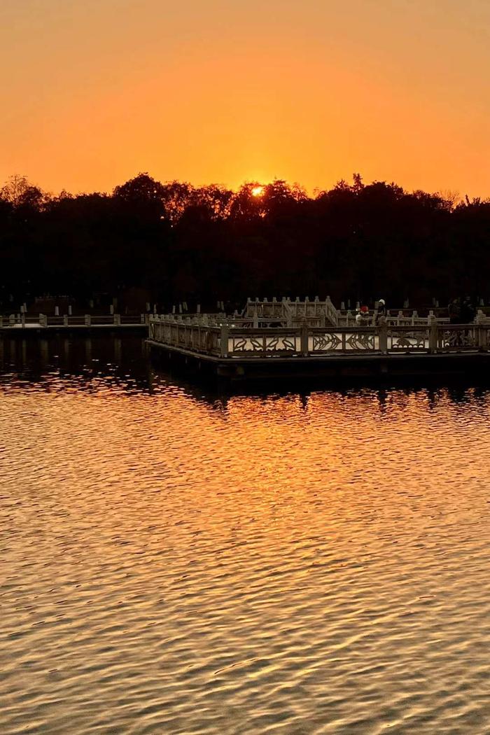 日落下碧潭觀魚武漢東湖風景區聽濤景區碧潭觀魚景點