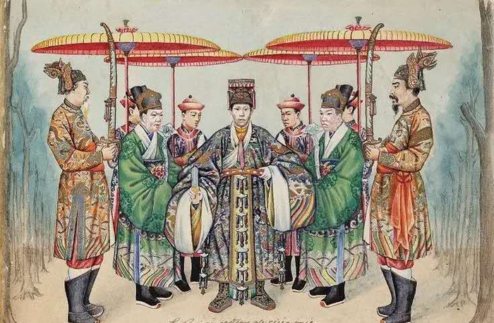 历史画册：越南阮氏王朝，罕见的宫廷服饰画像，满满的中国风