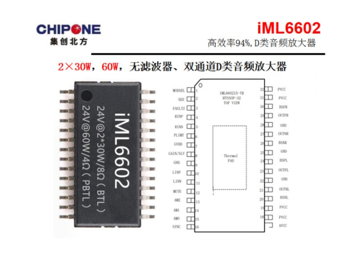 d类2×30w音频放大器iml6602pin to pin替代ti tpa3110|放大器|音频