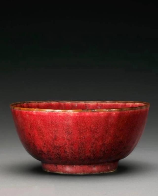 清時代　郎窯紅釉碗　紅釉開片内白釉碗　豇豆紅釉茶盞 深腹碗(F-144) 清時代 郎窯紅釉碗 紅釉開片内白釉碗 豇豆紅釉茶盞 深腹碗(F-144