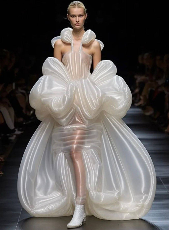 看不懂的时尚模特穿充气泡泡裙走t台网友好想捏爆它