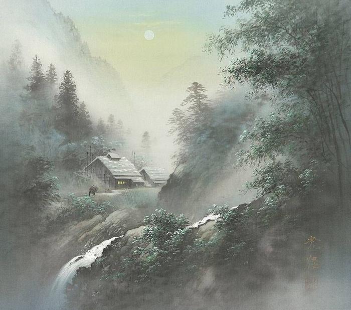 水彩画：日本艺术家小岛光径( Koukei Kojima )山水画作品