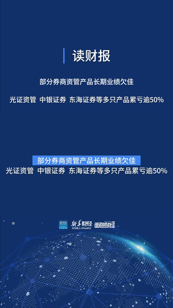 读财报部分券商资管产品长期绩差多只产品累亏逾50