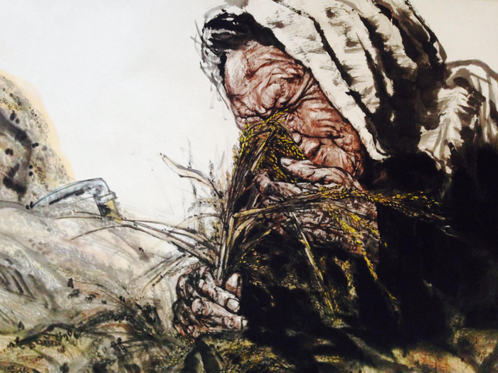 画家李伟军水墨人物肖像——水墨绘农系列__财经头条