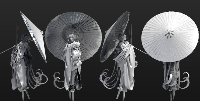 这组3D模型真漂亮，打伞的古装小姐姐你喜欢吗？
