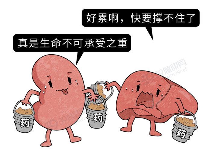 人体摄入的药物主要依靠肝脏代谢,肾脏排泄代谢物,乱用药本身就是增加