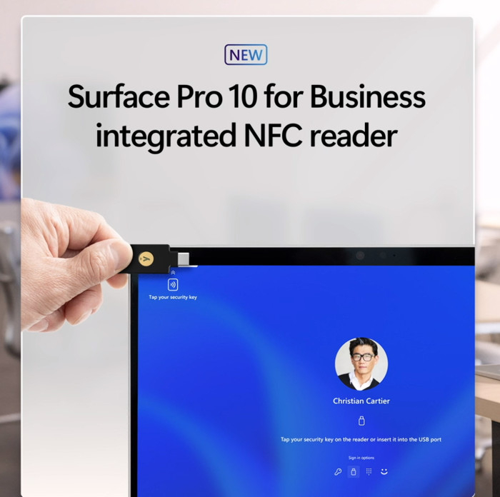 surface pro 10上还拥有新nfc读取器,可用于最终验证和保护,有助于