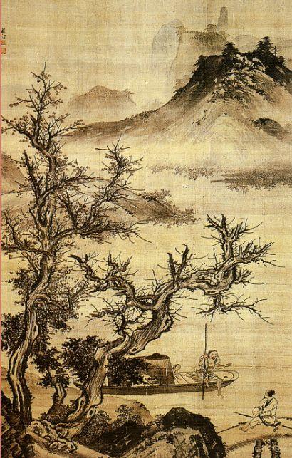 西脇紫光「水墨山水」掛軸（尺八立） | 吉村唐木店 WEBSHOP