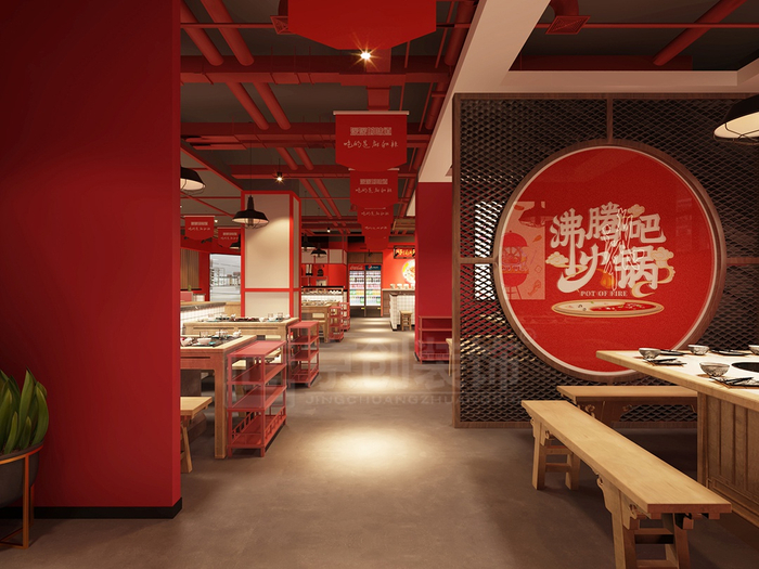 郑州巷子火锅店设计装修,慢品人间烟火色-京创装饰作品