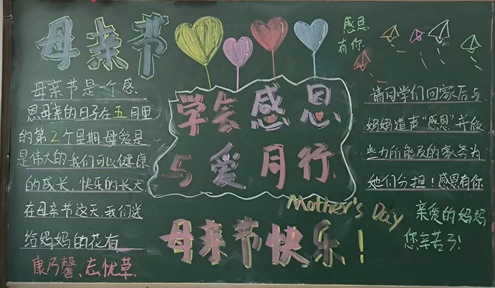 衡水街关中学初中部母亲节主题板报展
