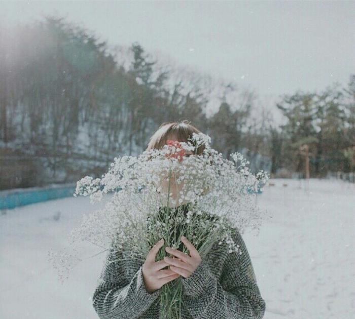 头像鲜花遮脸图片