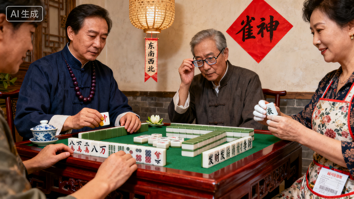 麻将馆 50 岁大叔日战三场大的，倒贴工钱请人玩，钱似大风刮来