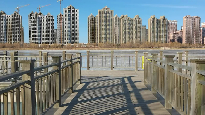 通辽市辽河公园木栈桥,原创视频