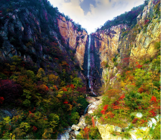南阳市内乡县云露山:赏红叶采菊花,观瀑布登高峰|大自然|瀑布|菊花