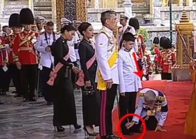 泰国王室尊卑有别!侍卫跪着给王子系鞋带,主持人要给小狗行礼|王室|尊卑|泰国