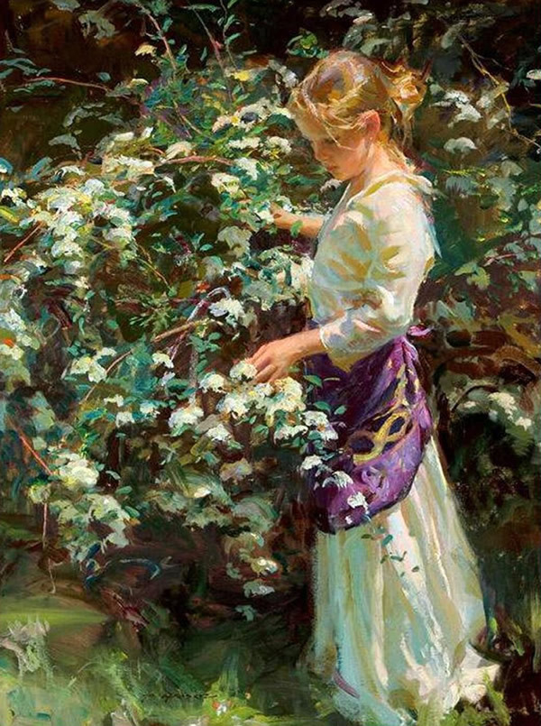 美国画家丹尼尔 典雅柔美的光影女子油画
