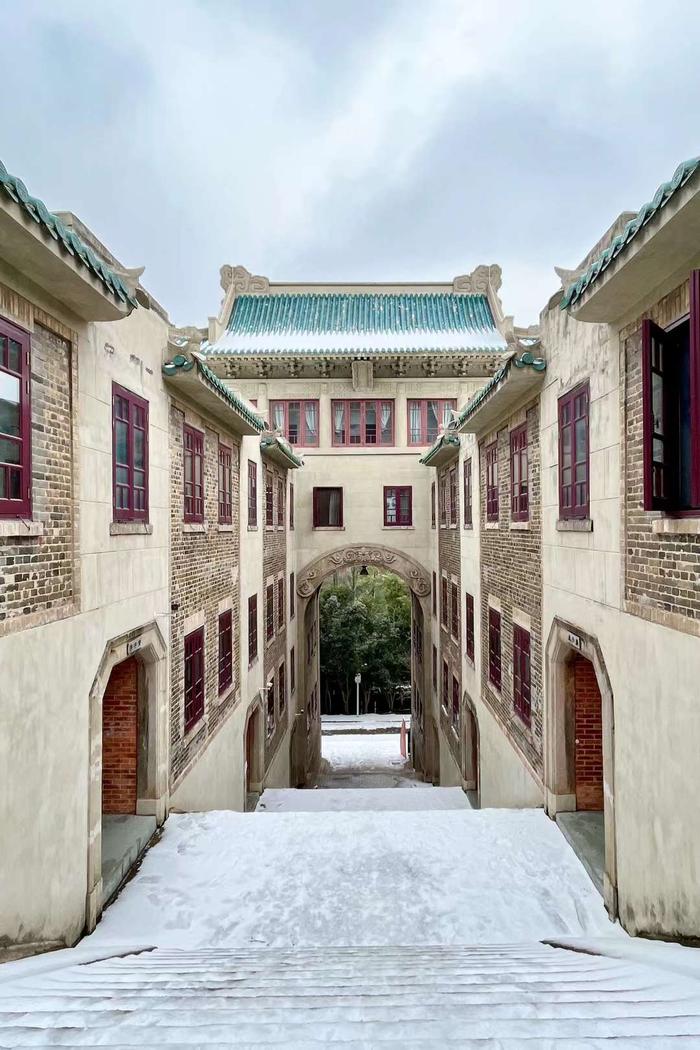 珞珈山的雪武汉大学樱花城堡