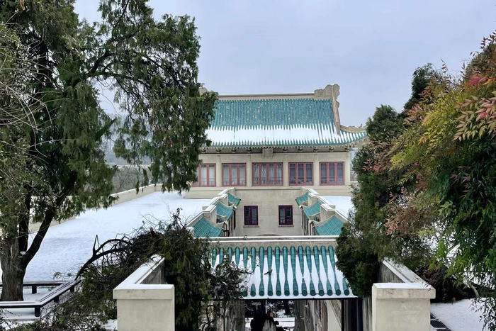 珞珈山的雪武汉大学樱花城堡