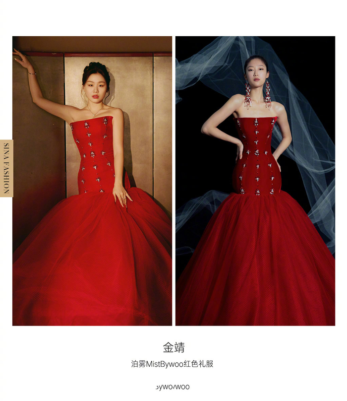 一套white privee金色礼服闪耀动人～金靖微博视界大会两套造型来啦!