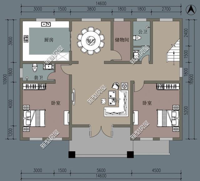 農村建房開間14米進深10米坐北朝南能建什麼樣的別墅