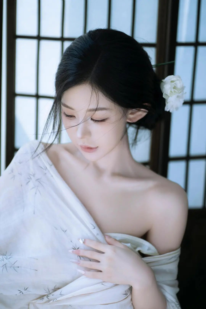 轻纱半遮香肩玉颈优雅少女唯美写真