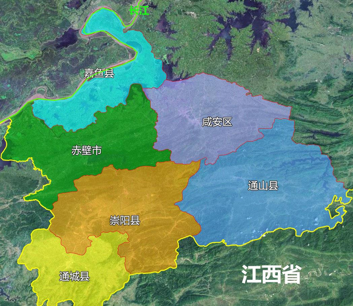 8张地形图,快速了解湖北省咸宁市辖区县市