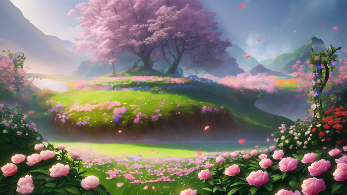 梦幻粉色城堡电脑壁纸绘画图集动漫卡通二次元手机高清壁纸cg