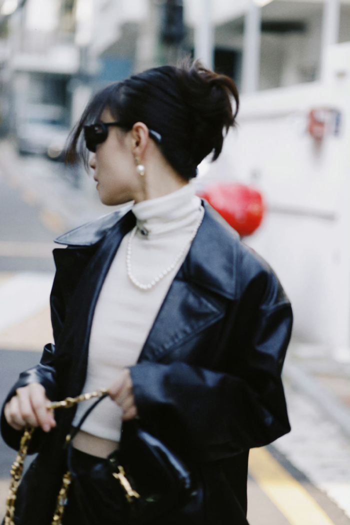倪妮韩国街拍allblack穿搭高级感满满时髦又随性