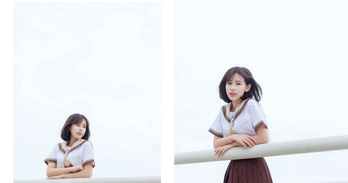 漂亮脸蛋清纯短发学生校园秀气优雅写真