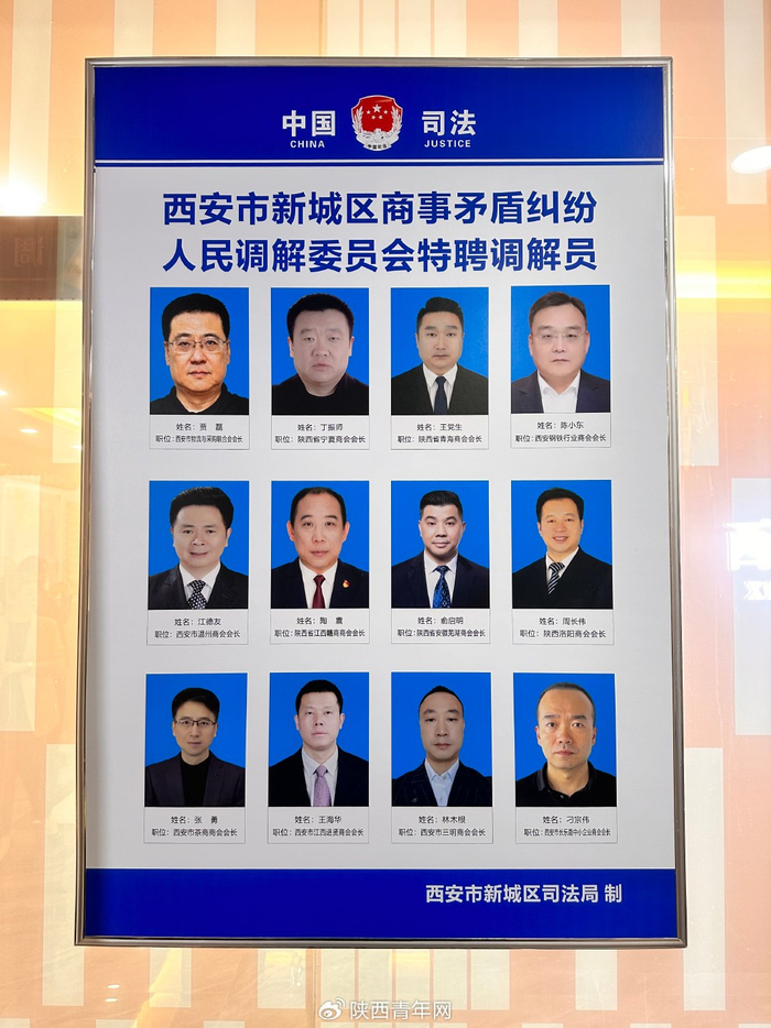 西安市司法局李梅调研新城区商事矛盾调解中心李西元李鑫俞启明陪同