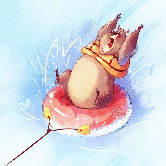 一组欧美风的动物拟人化插画