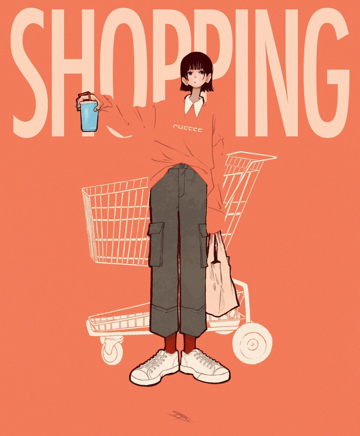 插画师 syoyo 的时尚穿搭人物插画,复古的配色赞!