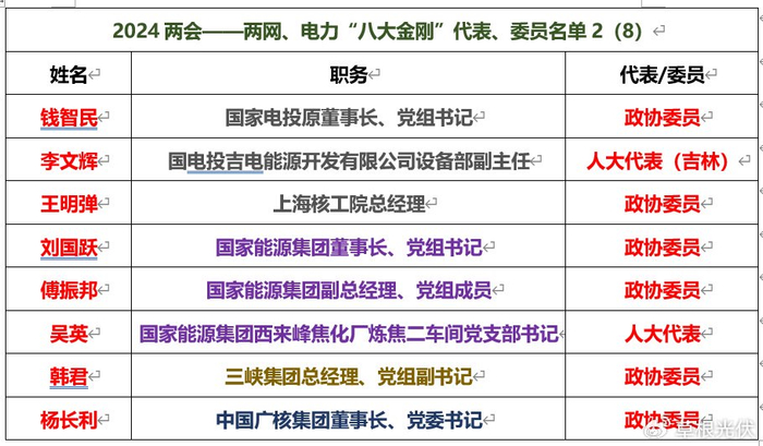 49名,两网,电力"八大金刚"2024两会代表,委员名单