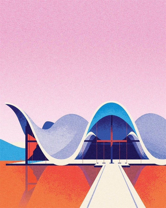 来自插画师 maria fedoseeva 的扁平风格建筑插画