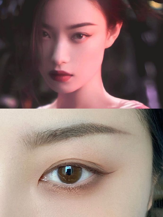 倪妮仿妆大地色眼影77猫猫眼尾深邃又高级