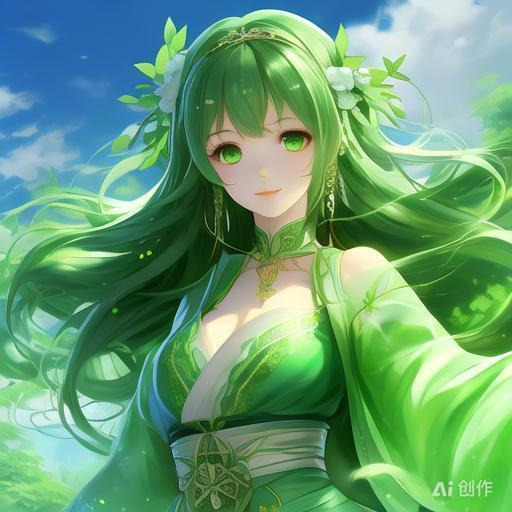 女生头像绿色仙女图片