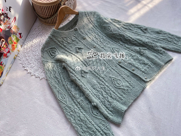 好美耶~指尖飞扬*「薄荷」～云马日系拼布风小开衫(出处: 编织人生