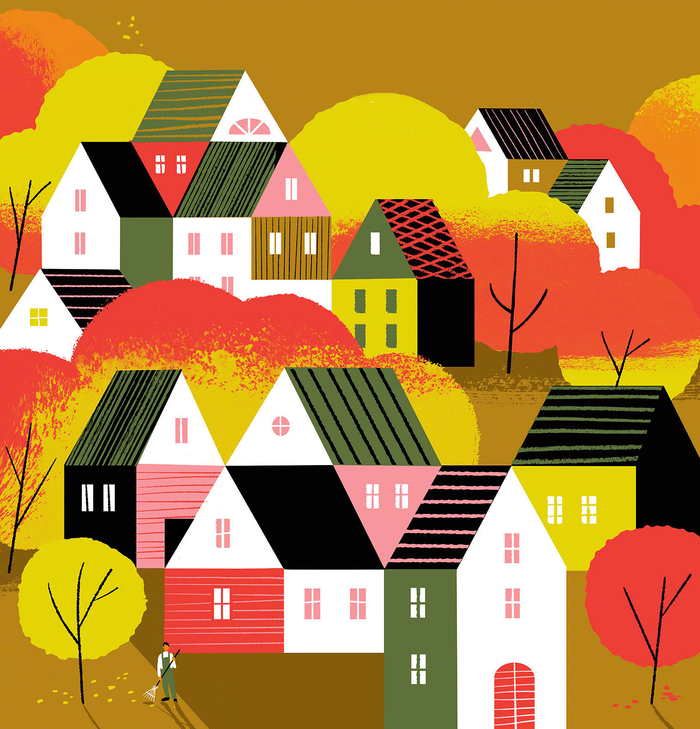 behance官推:手绘纹理插画作品 :芬兰插画师 kati __