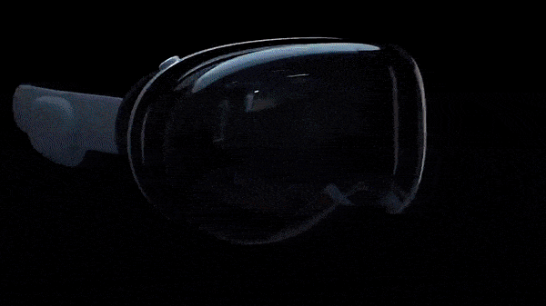 vision pro 所演示的eyesight功能,覆盖着玻璃罩的曲面oled多角度格栅