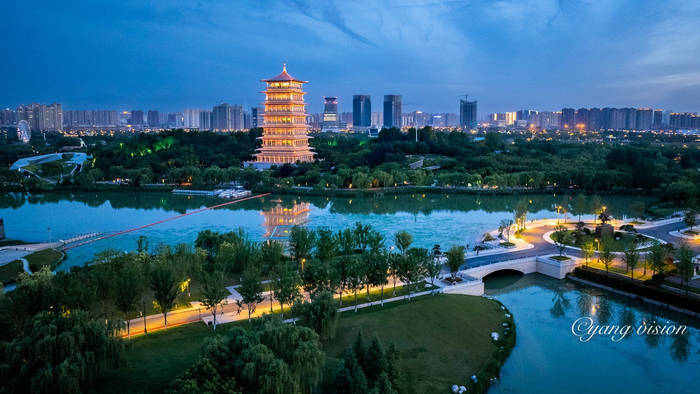 西安世博园,蓝调夜色美