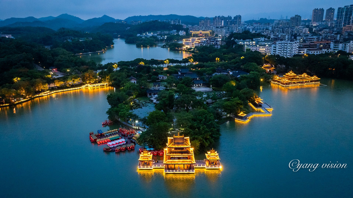 惠州西湖,蓝调夜色美