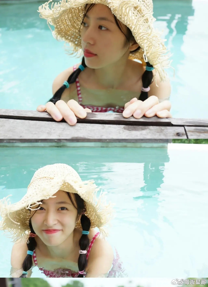 周雨彤分享自己24岁夏日泳池泳装写真